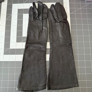 Vintage Aris of Paris 6.5 Black Kid Leather Long Opera Gloves French Event Gala